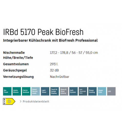 LIEBHERR利勃海尔IRBd 5170 Peak 嵌入式冰箱生物养鲜